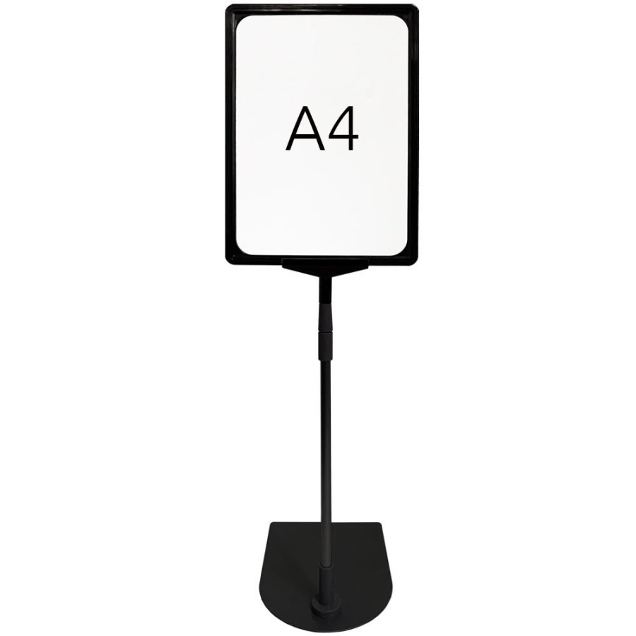 Preisrahmenset, schwarzer Stahlfuß und Aluminiumstange, schwarzer A4-Rahmen (21 x 29,7 cm). Höhe 72 - 90 cm, Breite 21,8 cm, Fuß 16 x 21 cm #2
