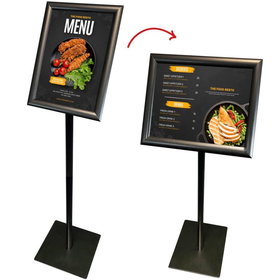 BASIC Infostand A4 - 92mm hoch - A3 Klapprahmen profil 25mm, schwarz #1