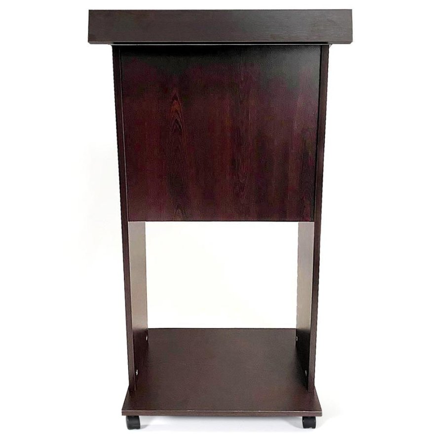 Rednerpult aus schwarzem Holz mit Rollen - Flexibles und elegantes Holzpodium #1