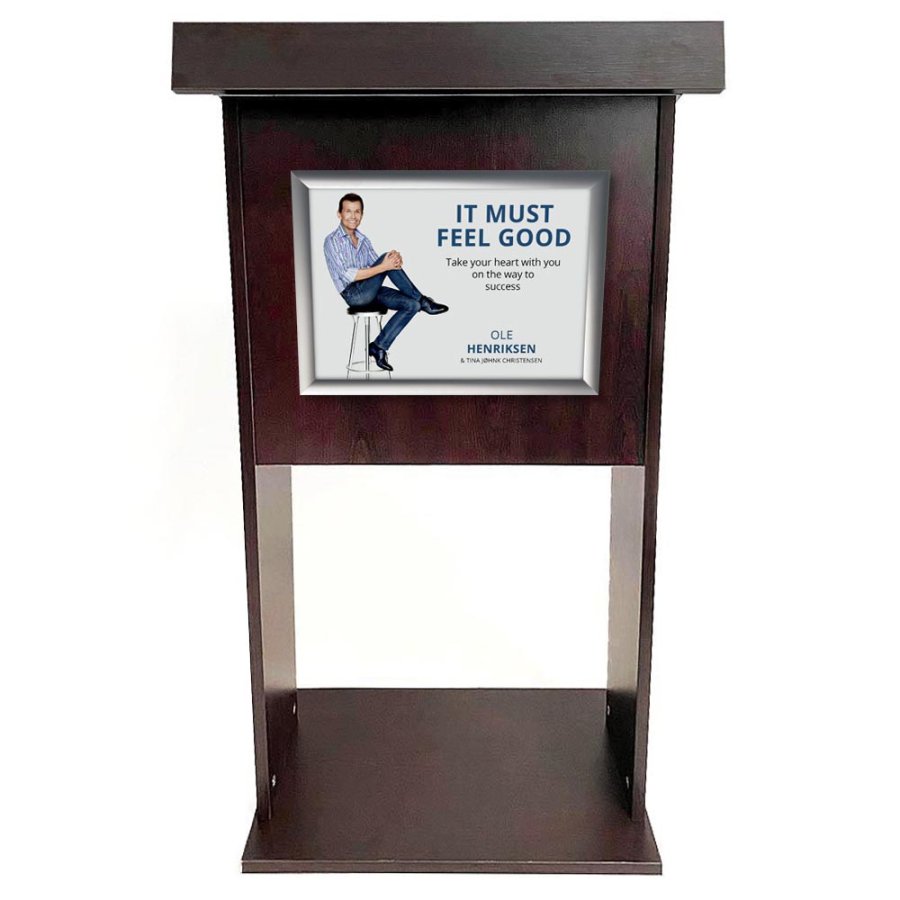 Elegantes Schwarzes Holz-Rednerpult mit A3 Silberrahmen - Wood Podium von Fast-Fix #1