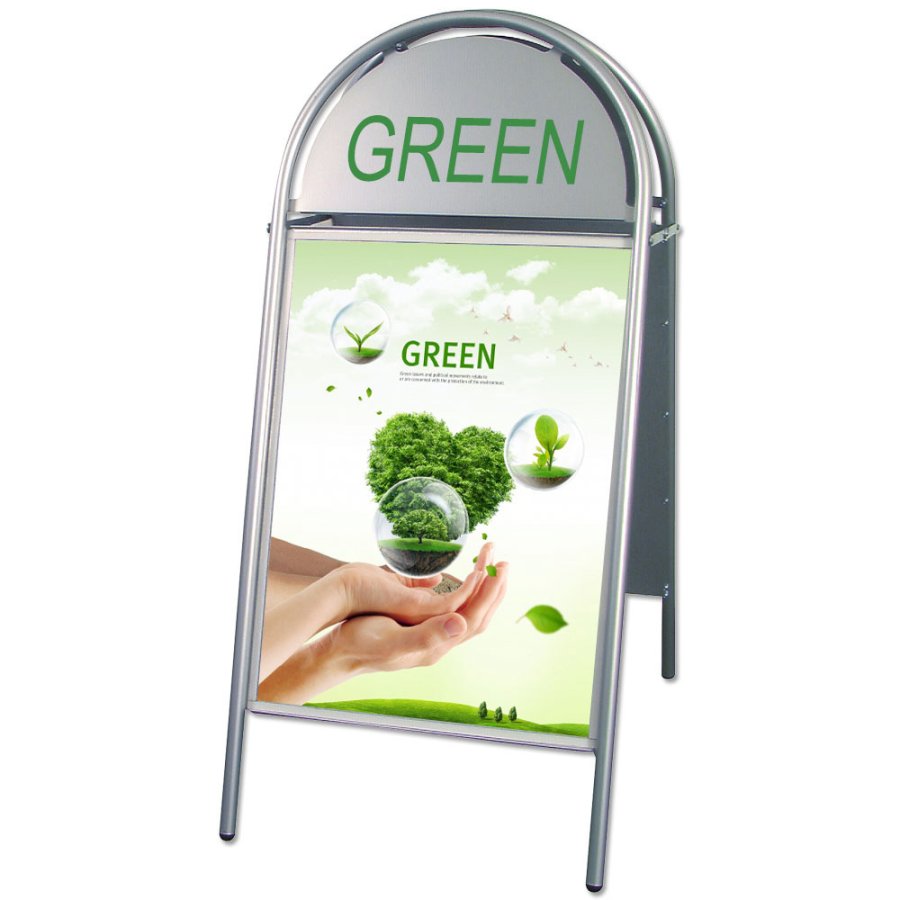Expo Gotik Kundenstopper mit Logo schild - 50x70 cm - Silber #1