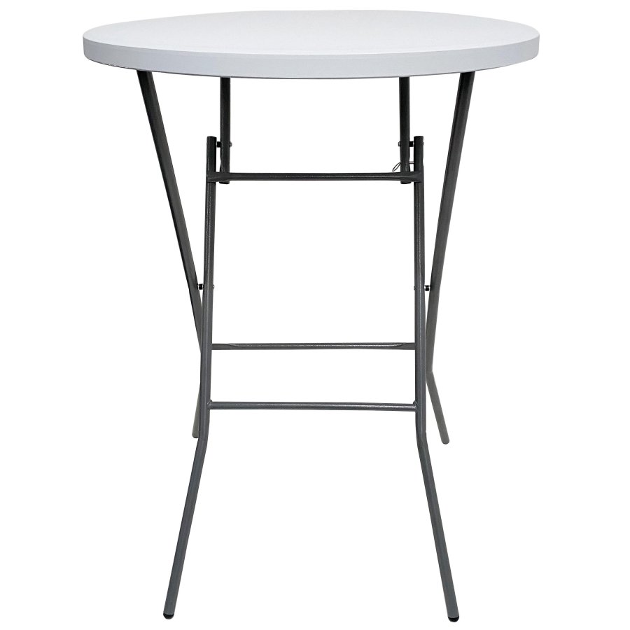 Klapptisch Ø 80cm: Weiße Tischplatte & Schwarzes Stahlgestell, Höhe 110cm #1