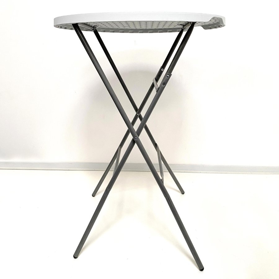 Klapptisch Ø 80cm: Weiße Tischplatte & Schwarzes Stahlgestell, Höhe 110cm #2