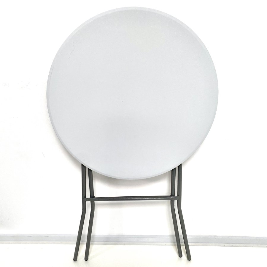Klapptisch Ø 80cm: Weiße Tischplatte & Schwarzes Stahlgestell, Höhe 110cm #4