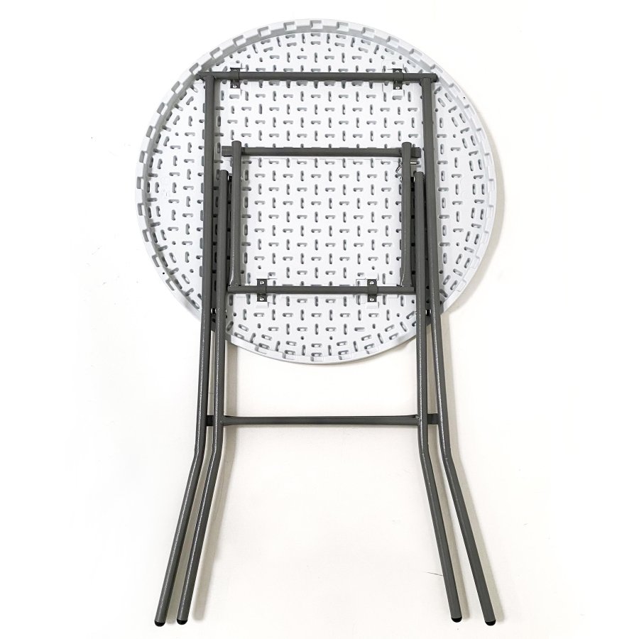 Klapptisch Ø 80cm: Weiße Tischplatte & Schwarzes Stahlgestell, Höhe 110cm #5