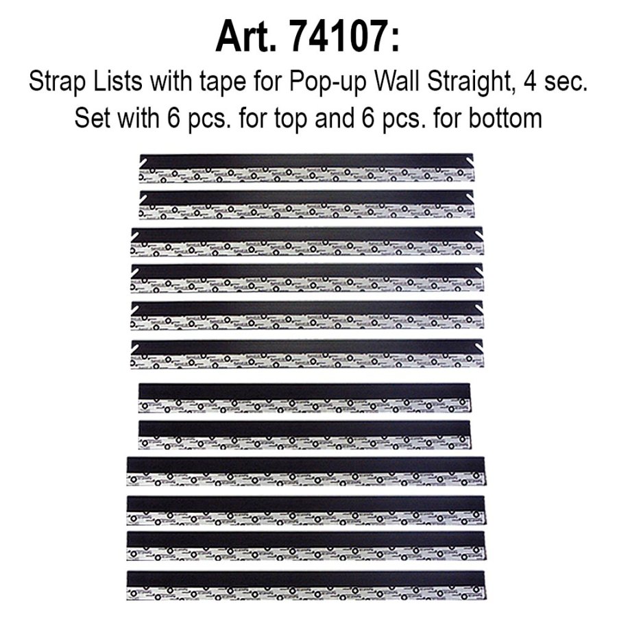 6 obere und 6 untere Riemen Komplettset für POP-UP WALL Straight 3x4 mit Clips