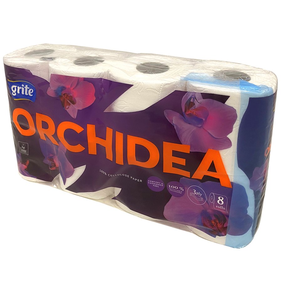 Toilettenpapier, Grite Orchidea White, 3-lagig, 100 % Frischfaser, 56 Rollen