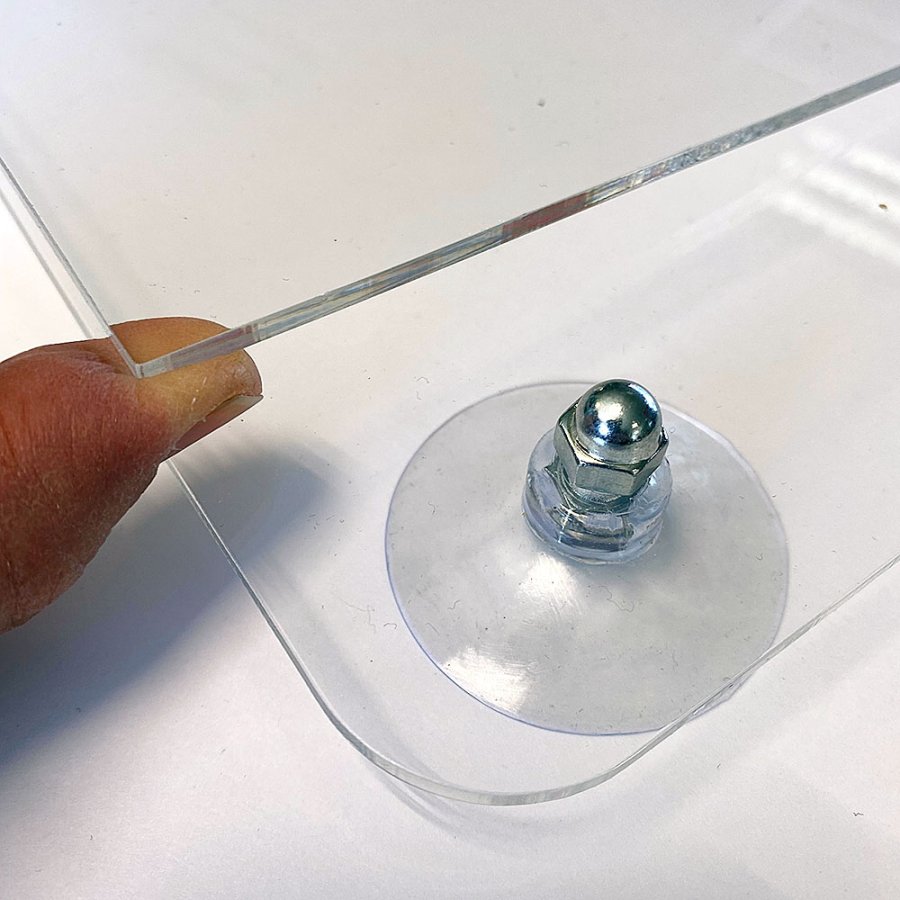 Acrylrahmen mit Saugnapf f&uuml;r Fenster doppelseitig vertikal - A4