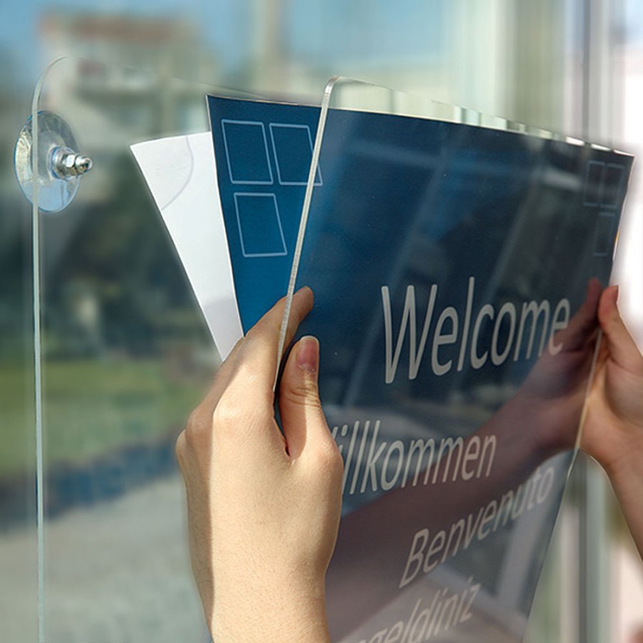 Fensterrahmen mit Saugnapf doppelseitig vertikal - A3