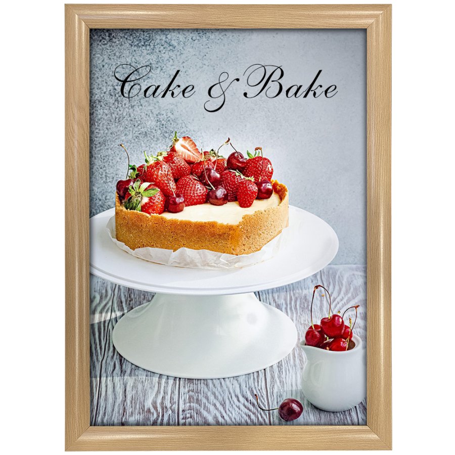 Alu-Schnapprahmen 25 mm A1 in heller Holzoptik - Perfekt f&uuml;r Pr&auml;sentationen