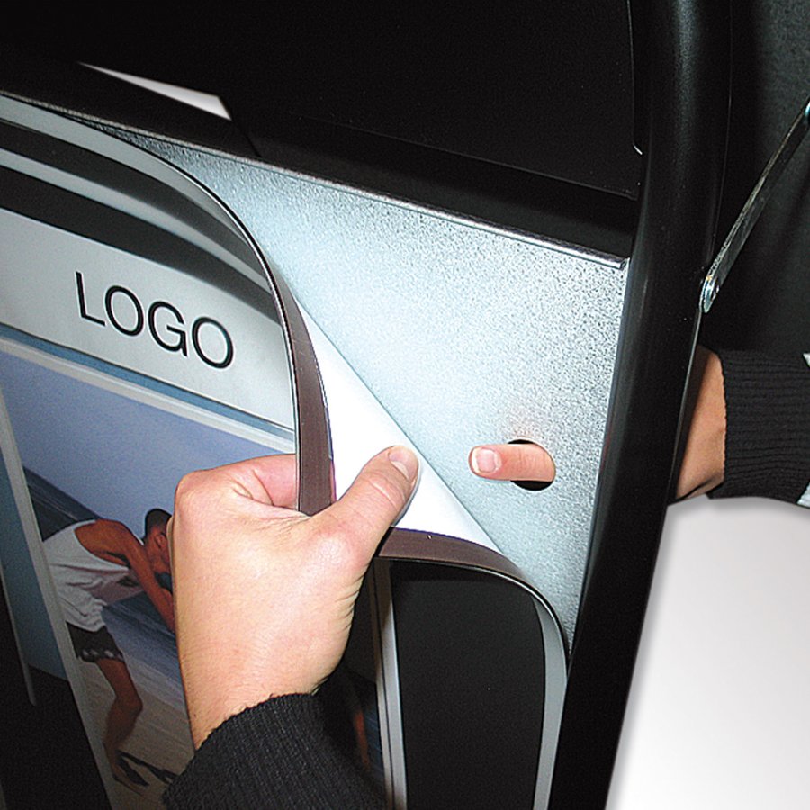 New Gotik Lux Kundenstopper mit Logo schild und Rad - A1 - schwarz