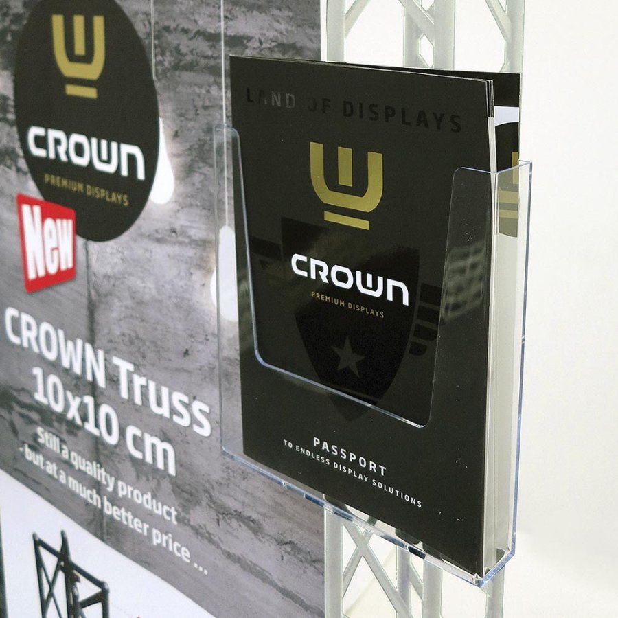 CROWN TRUSS 15 Brochureholder, A5 mit halterung, Wei&szlig;, Transparent