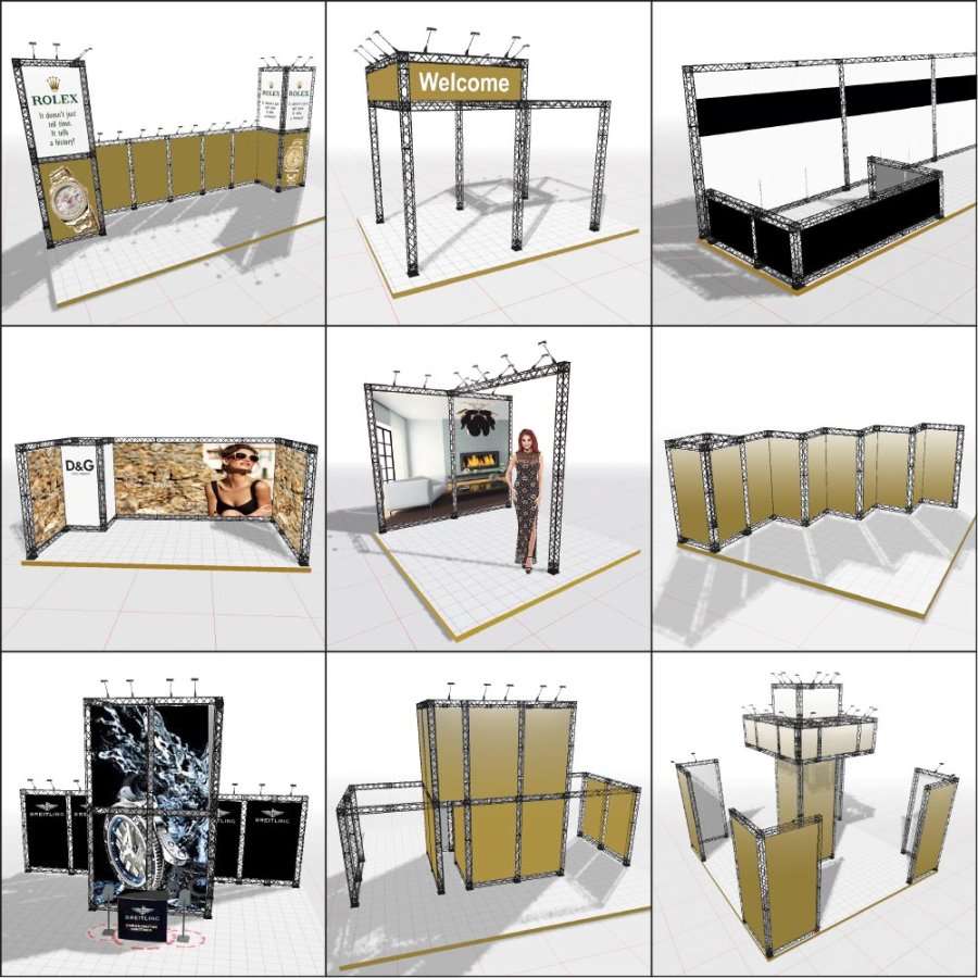 Crown Truss 15 Messewand U-Form 3 x 3 m - schwarz