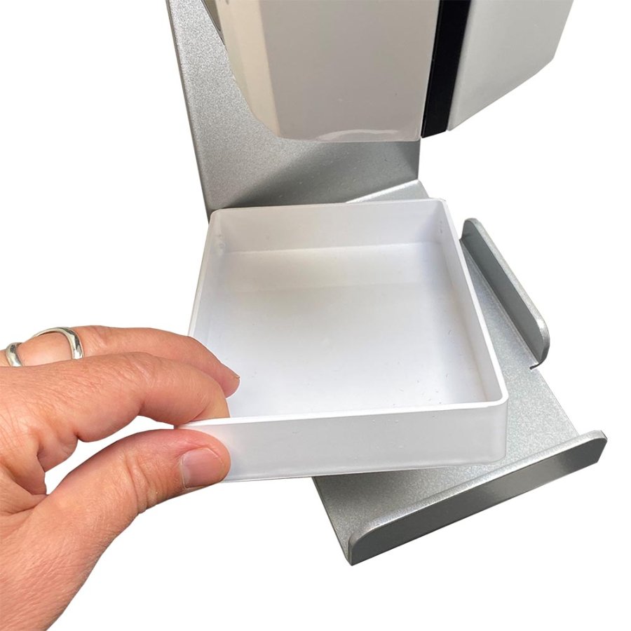 Halter mit Tropfschale aus wei&szlig;em Acryl