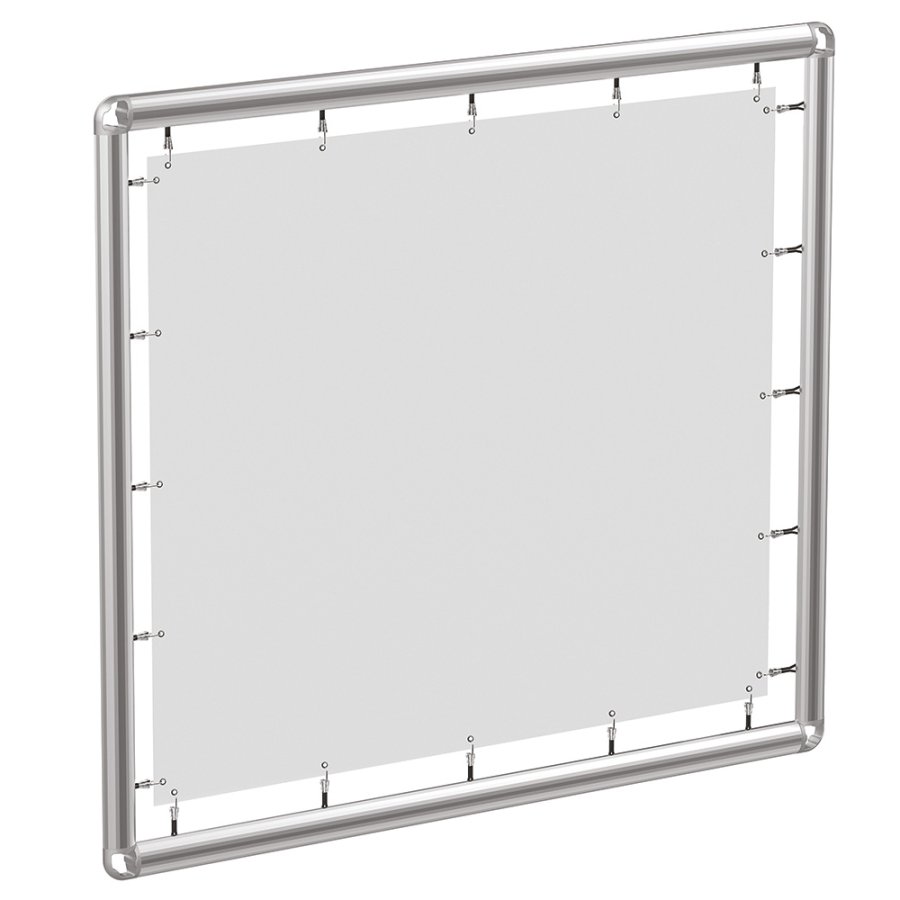 Omni-Bannerrahmen, 150 x 150 cm. inkl. Haken mit Gummi