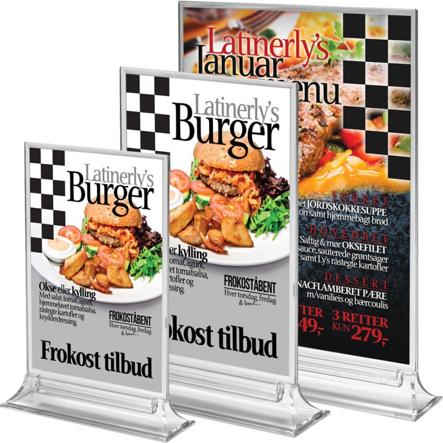 Vertikaler Men&uuml;kartenhalter Acryl - A4 - 21 x 29,7 cm