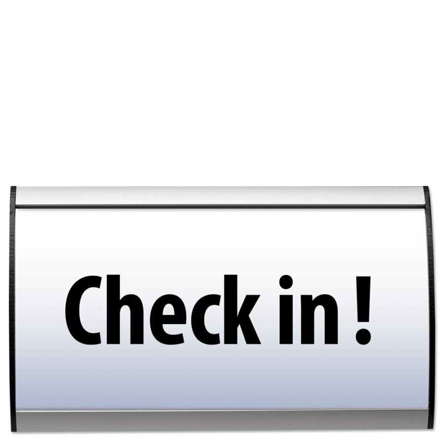 Namensschild f&uuml;r Tisch aus Aluminiumprofil, silber/schwarz - 7,4x15cm