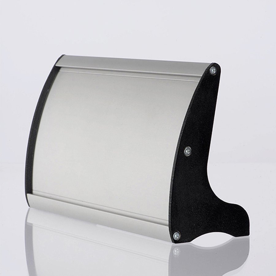 Namensschild f&uuml;r Tisch aus Aluminiumprofil, silber/schwarz - 7,4x21cm