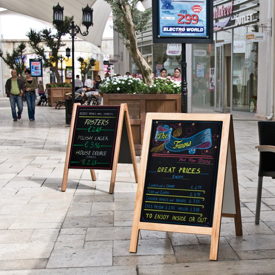 Wooden Kreidetafel Kundenstopper aus Holz mit Stahlbrett 46 x 68 cm - Buche