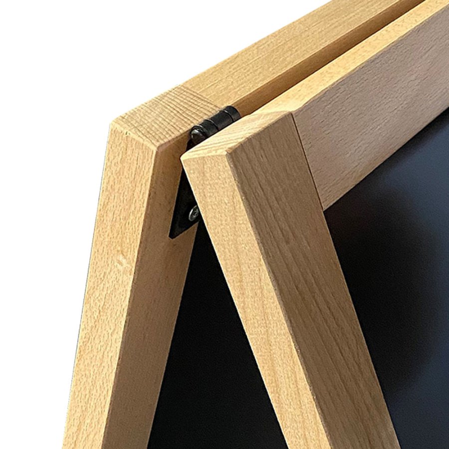 Kundenstopper mit Kreidetafel, Klapprahmen mit magnetischer schwarzer Schreibtafel inkl. Frontplatte, 42,5 x 87,5 cm, Holz