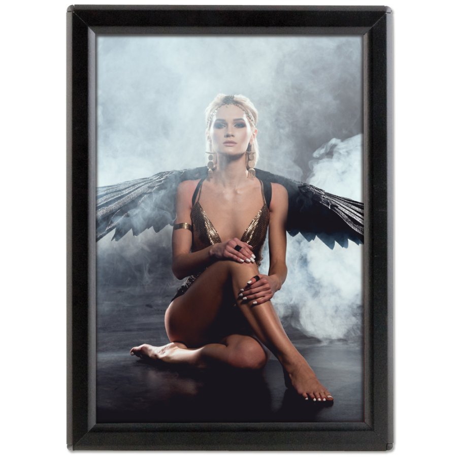 Opti Klapprahmen mit 14mm Aluminiumprofil, Schwarz - A4