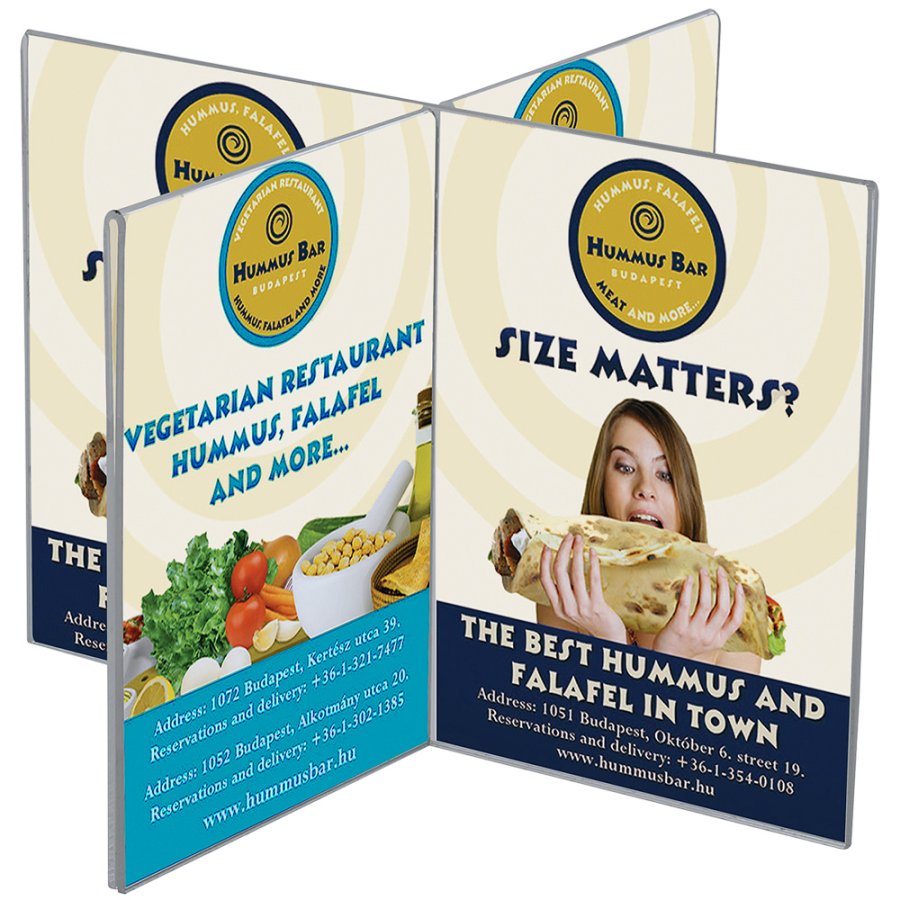 Kreuz-Men&uuml;kartenhalter vertikal - A5 - 14,8 x 21 cm