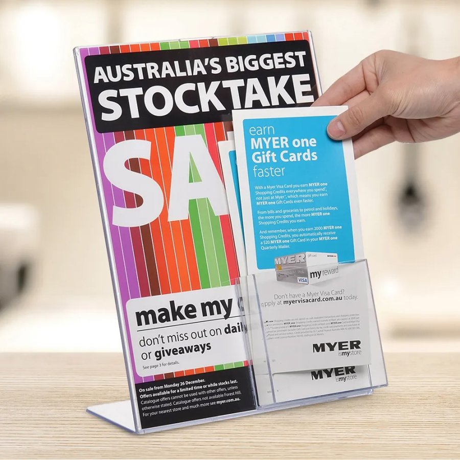 L - Men&uuml;kartenhalter A4, mit Einsatz oben - Halter f&uuml;r M65-Brosch&uuml;ren