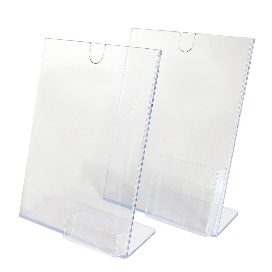 L - Men&uuml;kartenhalter A4, mit Einschub oben - Halter f&uuml;r Visitenkarten