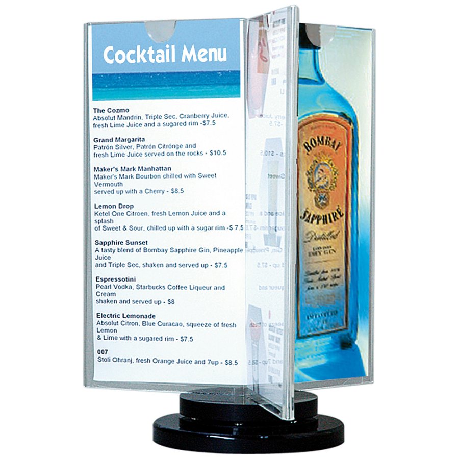 Spin Men&uuml;kartenhalter vertikal - 6xM65 Flyer - 9,9x21 cm - schwarz