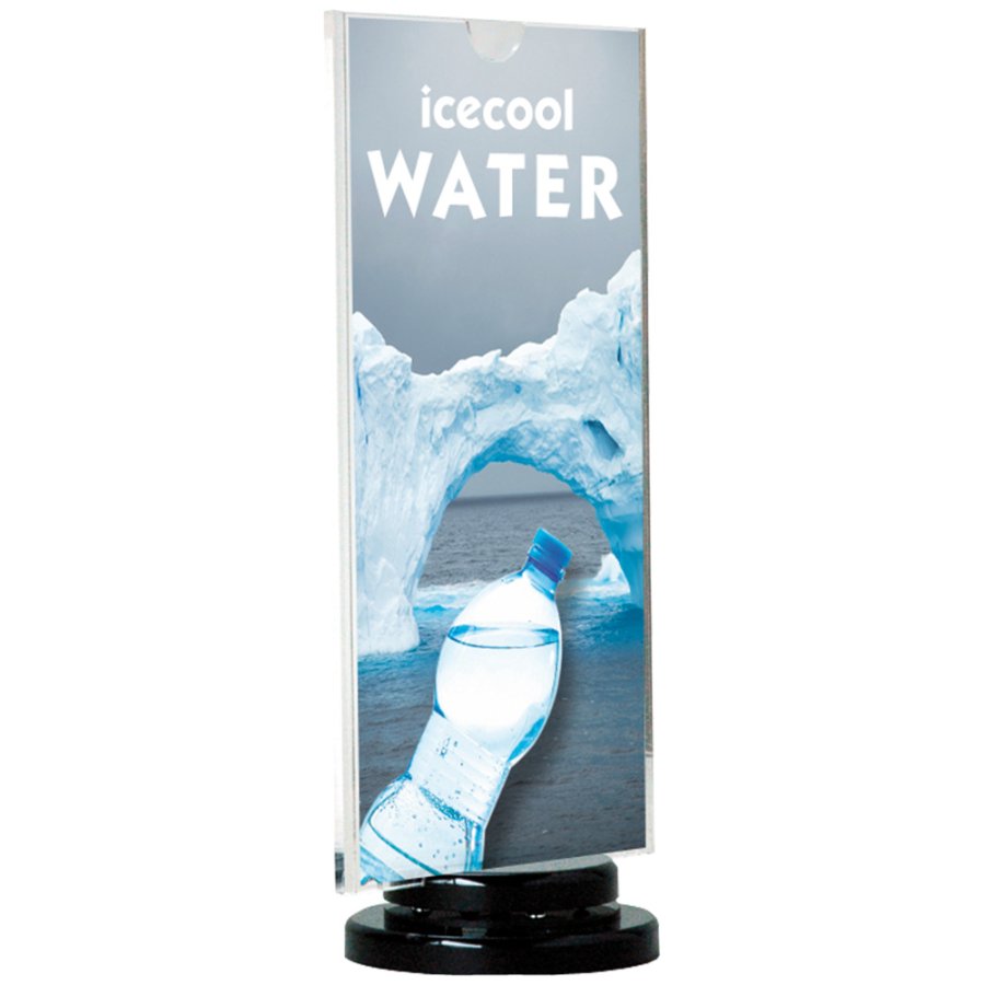 Spin Men&uuml;kartenhalter vertikal - 2xM65 Flyer - 9,9x21 cm - schwarz