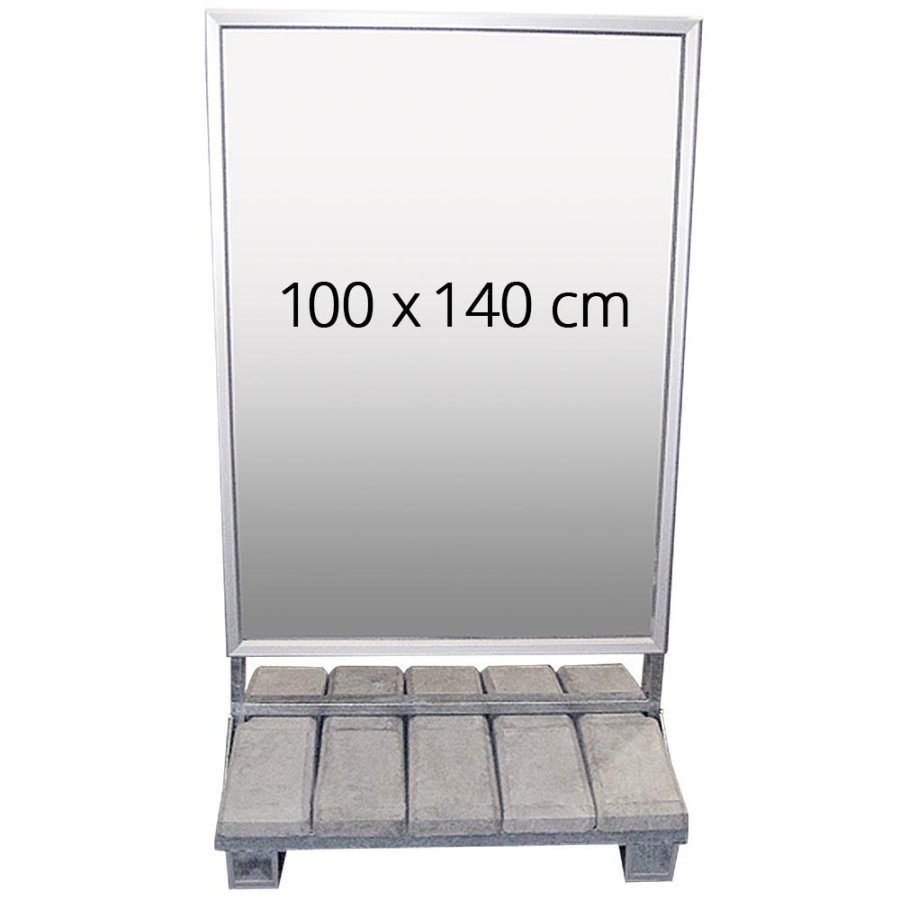 Schwerer Outdoor Kundenstopper mit Betonfu&szlig;, silver - 100x140 cm