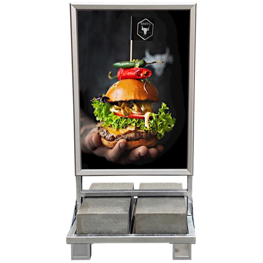 Schweres Kundenstopper mit Betonst&auml;nder f&uuml;r den Au&szlig;enbereich - 70 x 100 cm