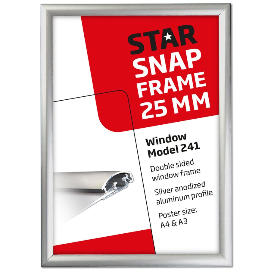 Fenster-Alu-Klapprahmen doppelseitig - 25mm - A3 - Silber