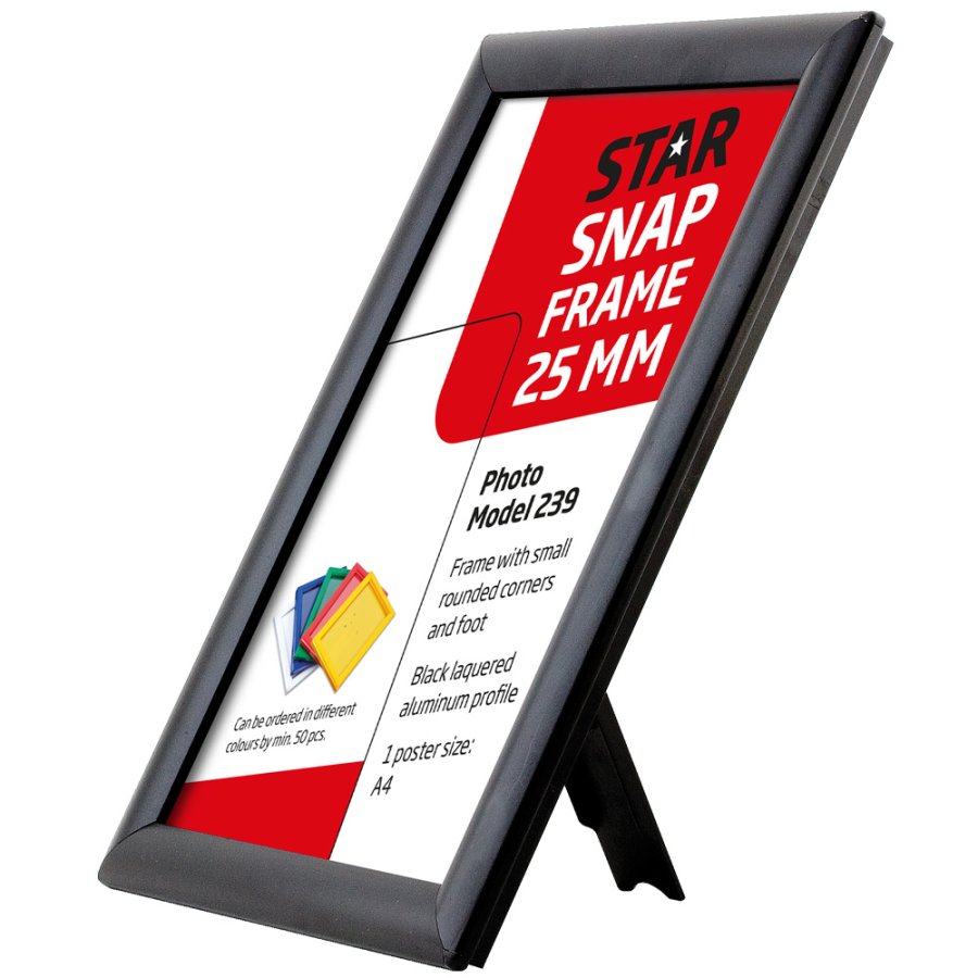 Foto-Klapprahmen mit 25mm Aluminiumprofil, schwarz - A4