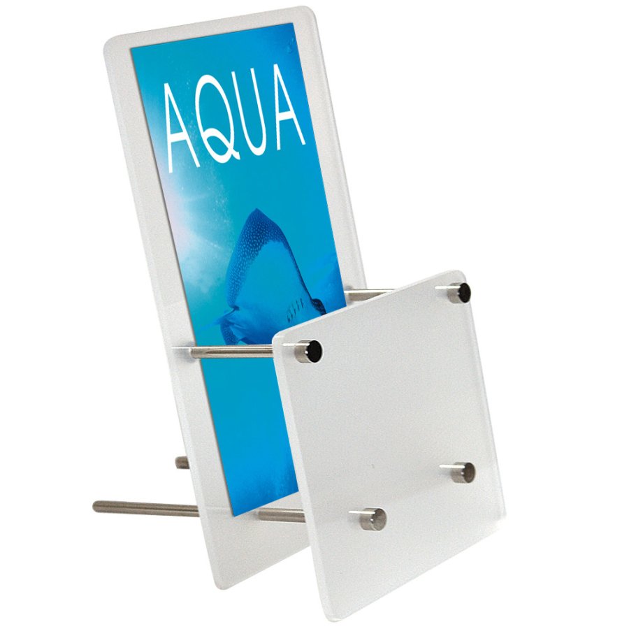 Mattierter Brosch&uuml;renhalter vertikal f&uuml;r Tisch - A5 - 14,8 x 21 cm