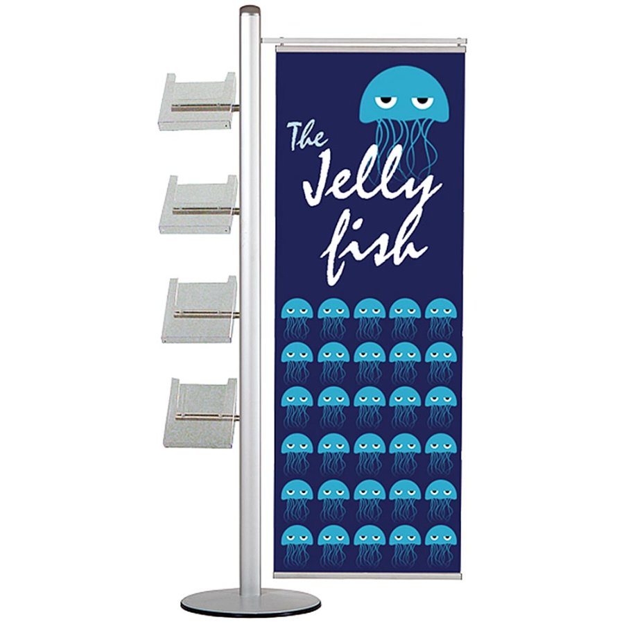 Bannerdisplay, MultiStand, einseitig, 4 A4-Regale, Banner, 50 cm