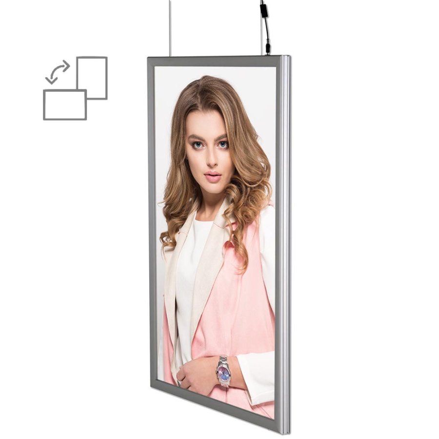 LED-Rahmen, doppeltseitig, Vertikale, B1 - 70 x 100 cm