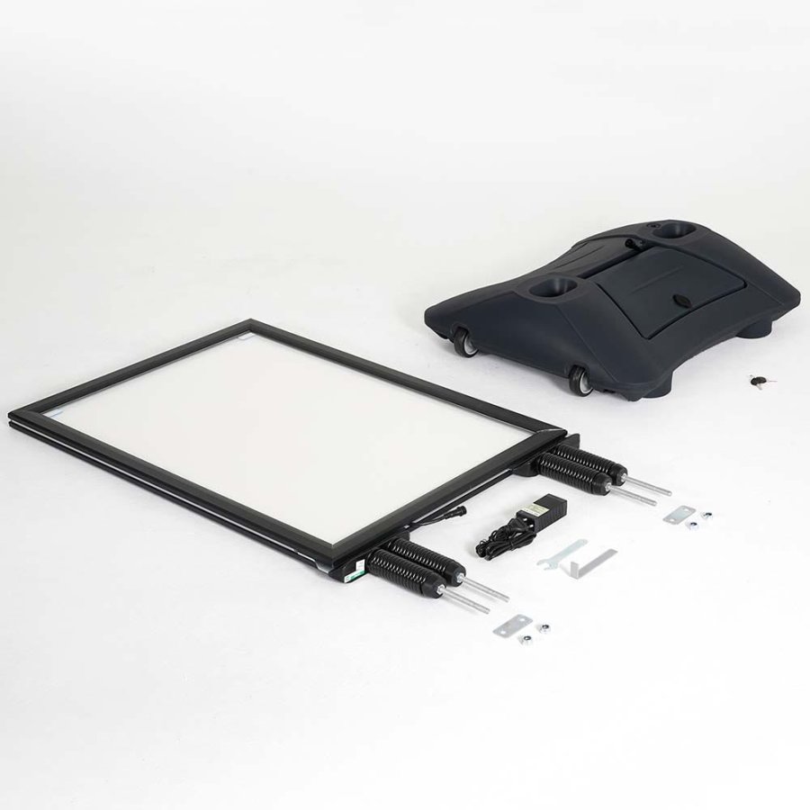 Wind-LED Pro Waterbase Kundenstopper, 44mm Rahmen, A1 - inkl. Batterie. Schwarz