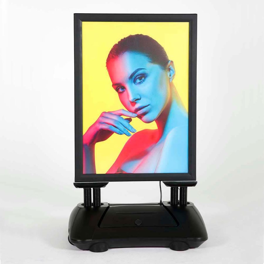 Wind-LED Pro Waterbase Kundenstopper, 44mm Rahmen, A1 - inkl. Batterie. Schwarz