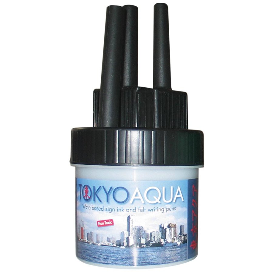 Tokyo Aqua - 4 Filzpinsel ohne Tinte - Schwarz
