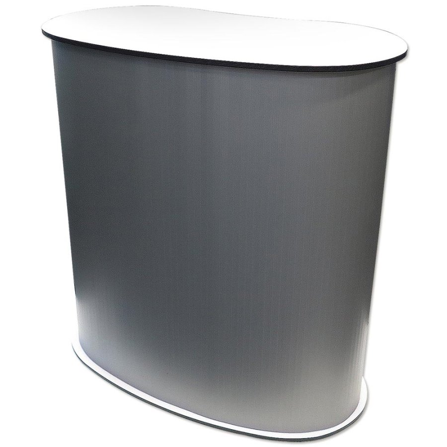 Ovale, geschwungene Messetisch/Theke