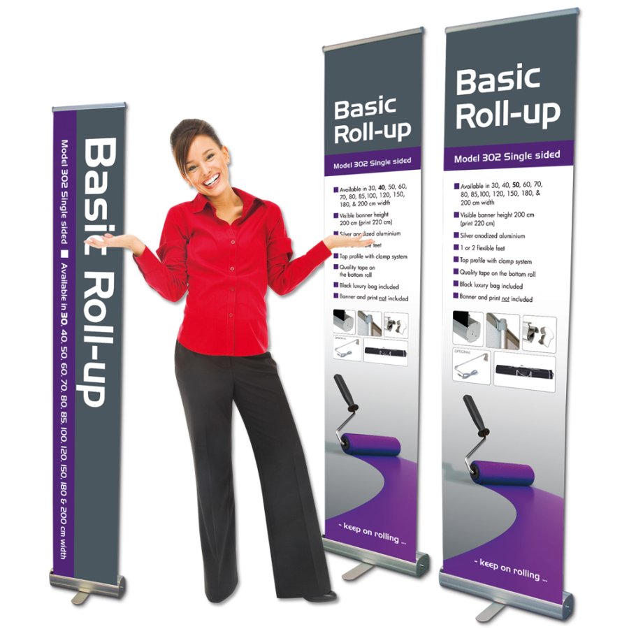 Roll-up Basic, Basic, einseitig, Aluminium, Silber, 50 cm