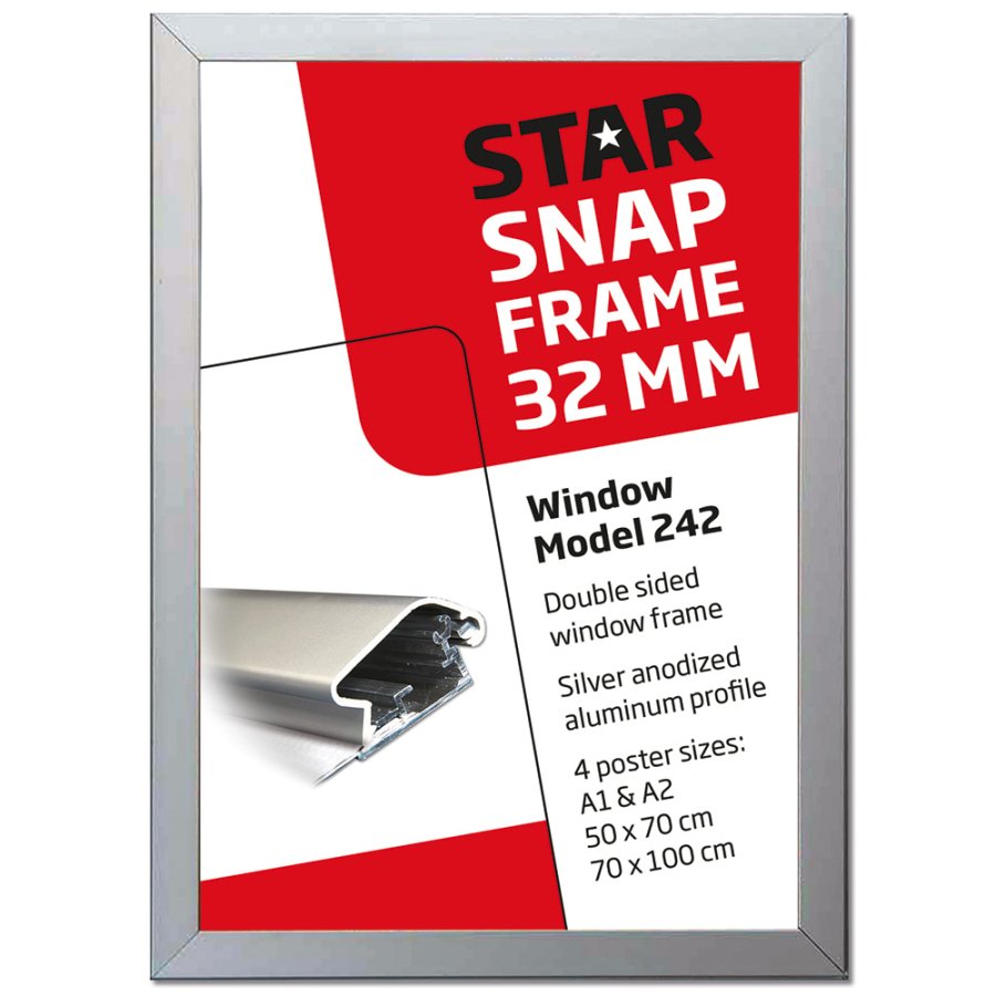 Fenster Alu Klapprahmen doppelseitig - 32mm - 50x70 cm - Silber