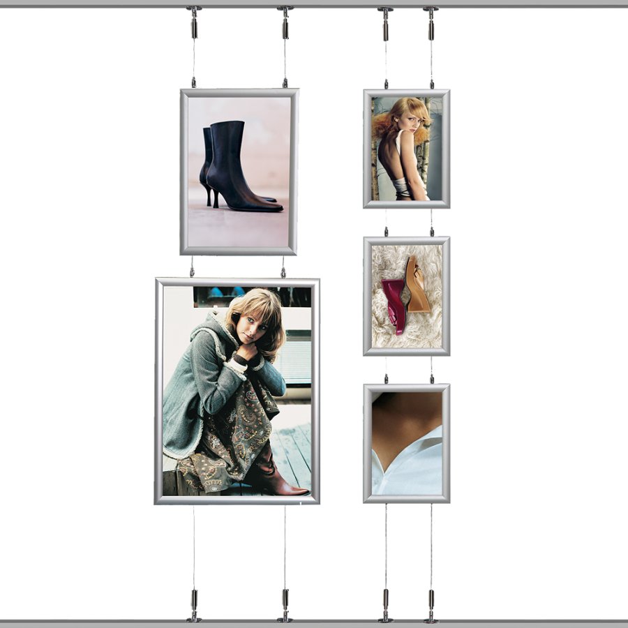 H&auml;ngender Alu-Klapprahmen doppelseitig - 25mm - A1 - Silber