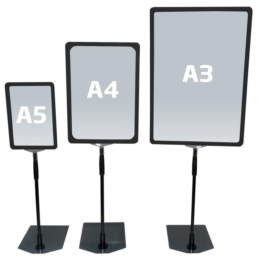 Flexst&auml;nder mit schwarzem Kunststoffrahmen, A4