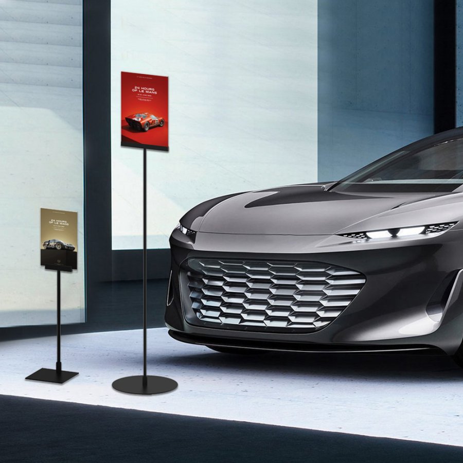 Design Stand, Tischschild mit Acrylhalter vertikal A4, schwarz