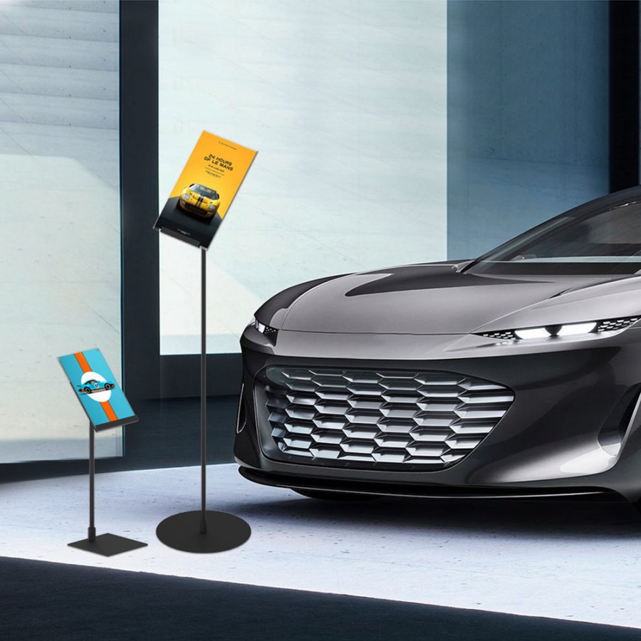 Infost&auml;nder f&uuml;r Tisch, Design Stand, Acrylhalter, Schwarz, A5 - 14,8 x 21 cm