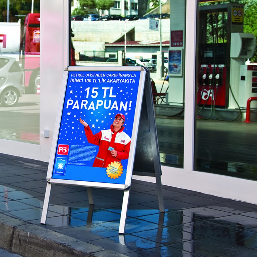 Alu-Line Rondo Kundenstopper - 70x100 cm - Silber