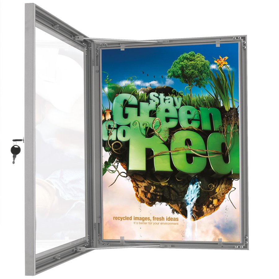 H&auml;ngeschrank mit Schloss und wei&szlig;er PS-R&uuml;ckplatte, silber - A2