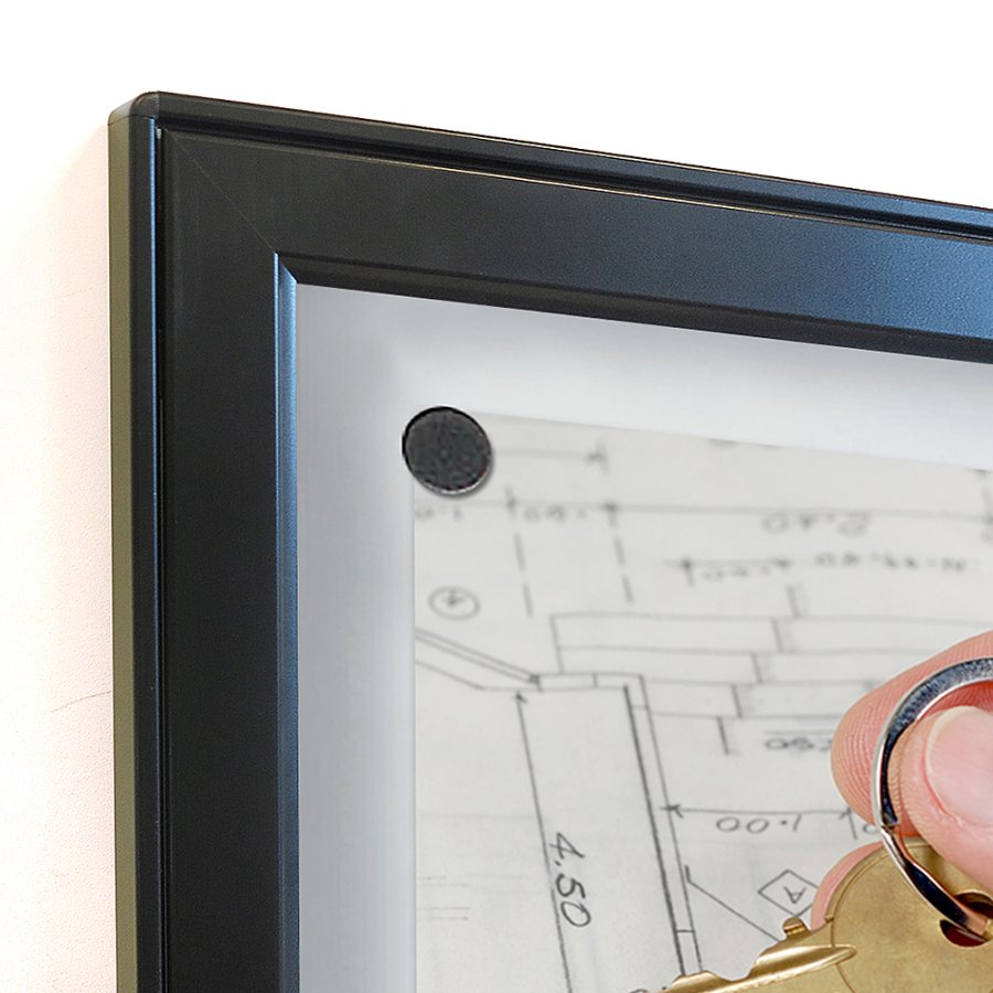 Schwarze Infobox magnetisch mit Schloss - 4xA4 - schwarz